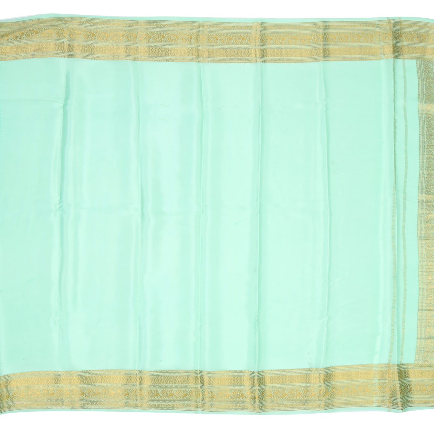 Mint green and lemon yellow Mysore crepe pure silk saree with ombre 5D stripes