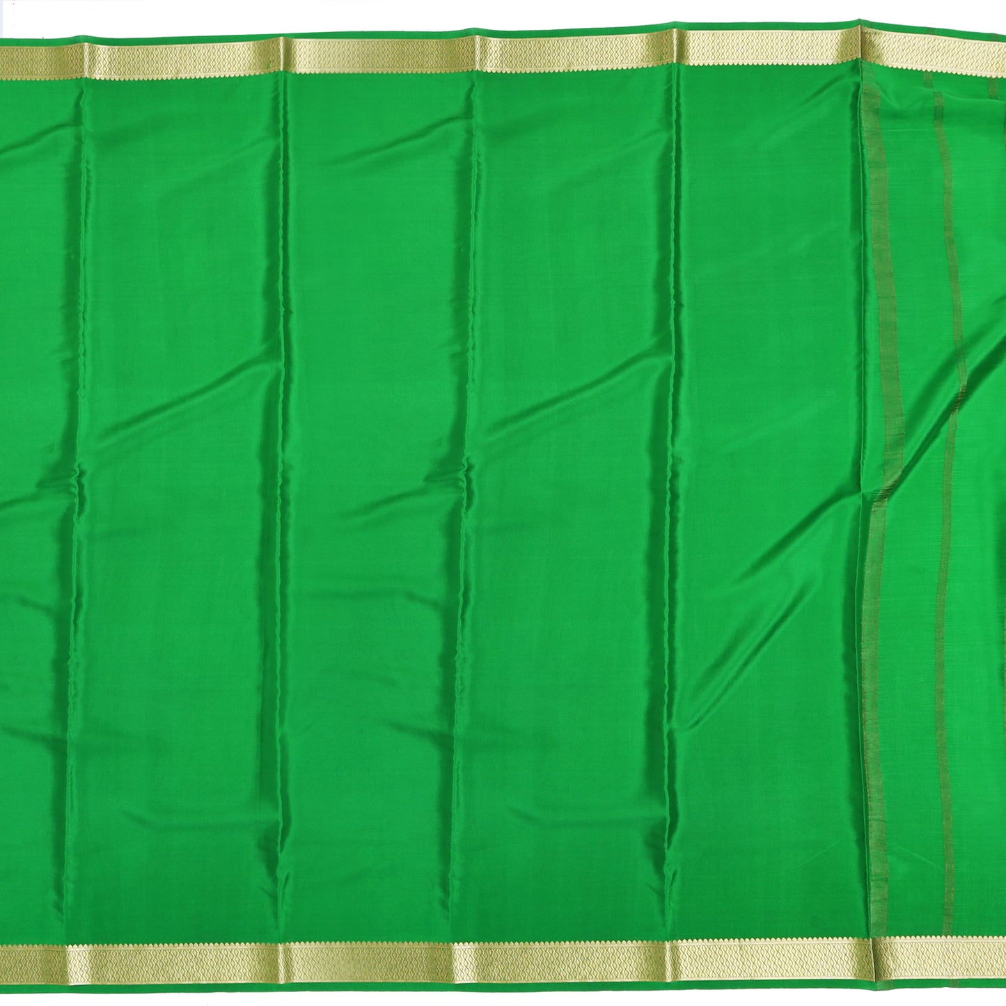 Rani pink and green striped Mysore crepe pure silk saree