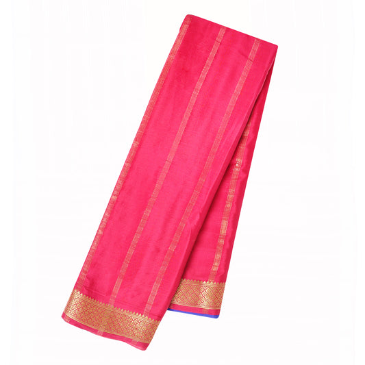 Magenta and mustard yellow Mysore crepe pure silk saree with elegant sheen