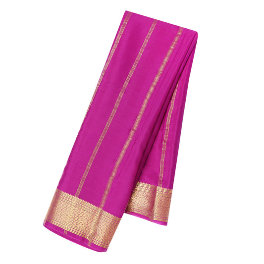 Majenta striped Mysore crepe pure silk saree with soft elegant drape