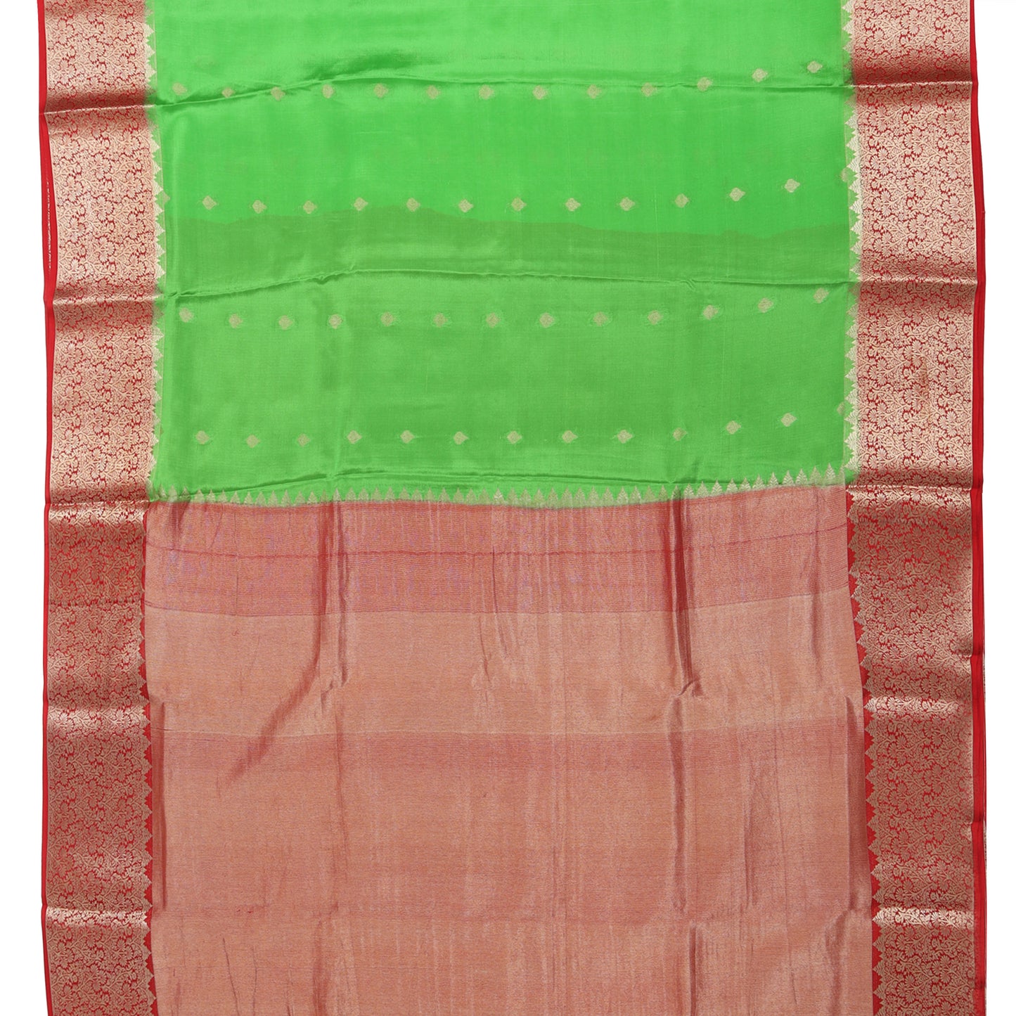 Parrot green Mysore crepe pure silk saree for traditional wear