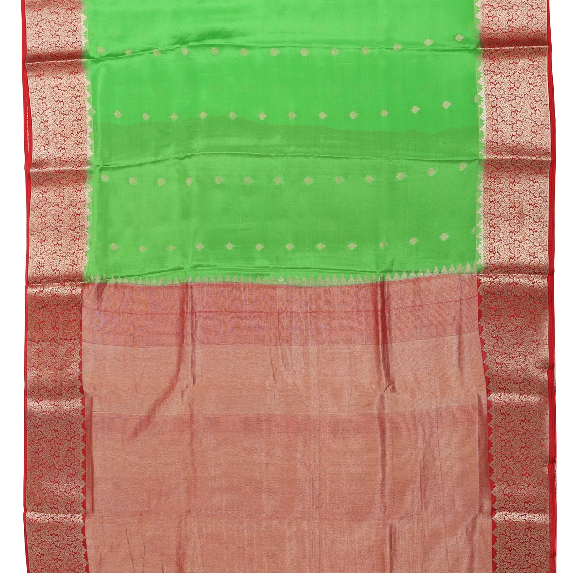 Parrot green Mysore crepe pure silk saree for traditional wear
