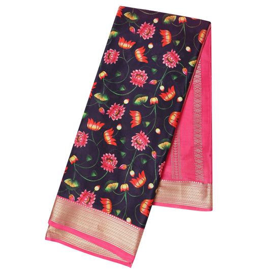 Kalamkari printed Mysore crepe pure silk saree with elegant design