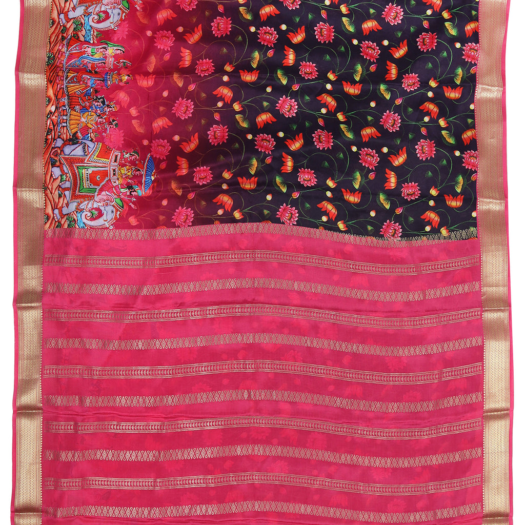Kalamkari printed Mysore crepe pure silk saree with elegant design