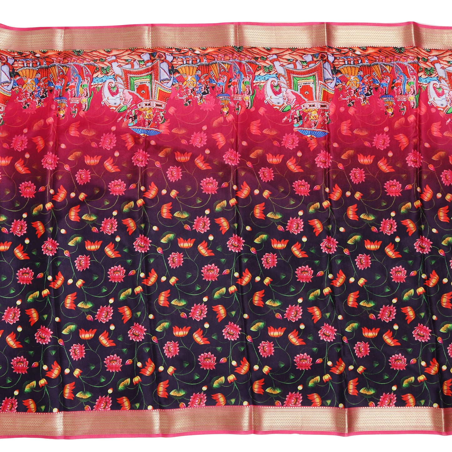 Kalamkari printed Mysore crepe pure silk saree with elegant design