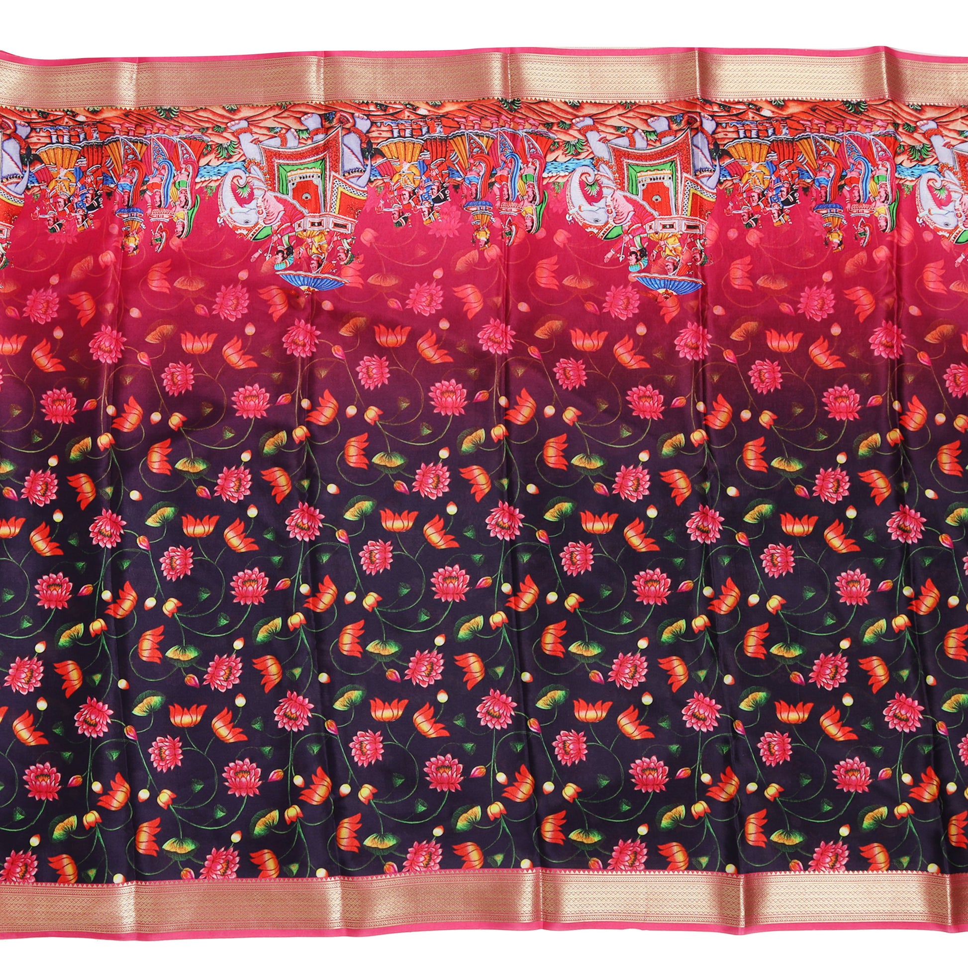 Kalamkari printed Mysore crepe pure silk saree with elegant design