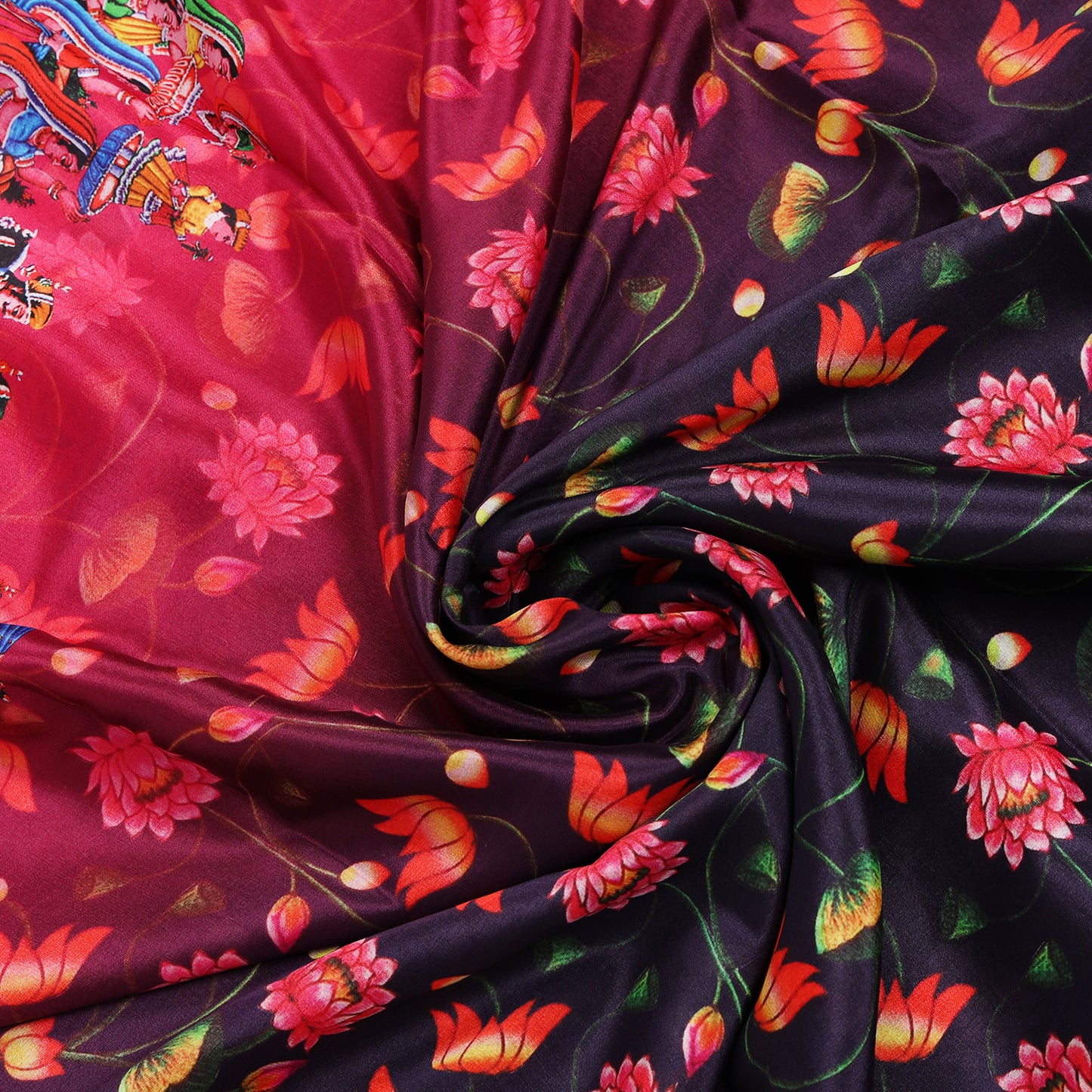 Kalamkari printed Mysore crepe pure silk saree with elegant design