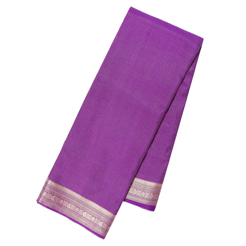 Purple Mysore Crepe Silk Saree – front view draped on mannequin