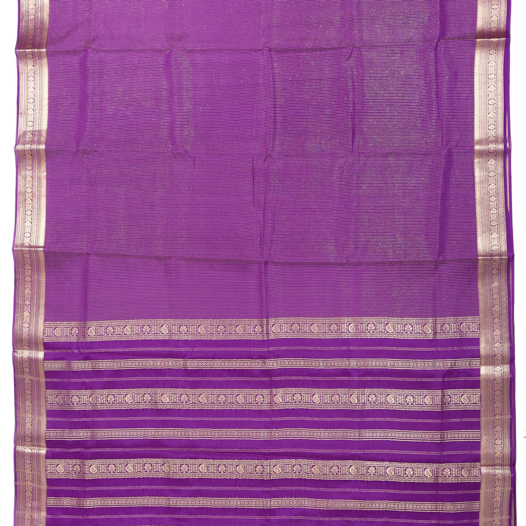 Purple striped Mysore crepe pure silk saree