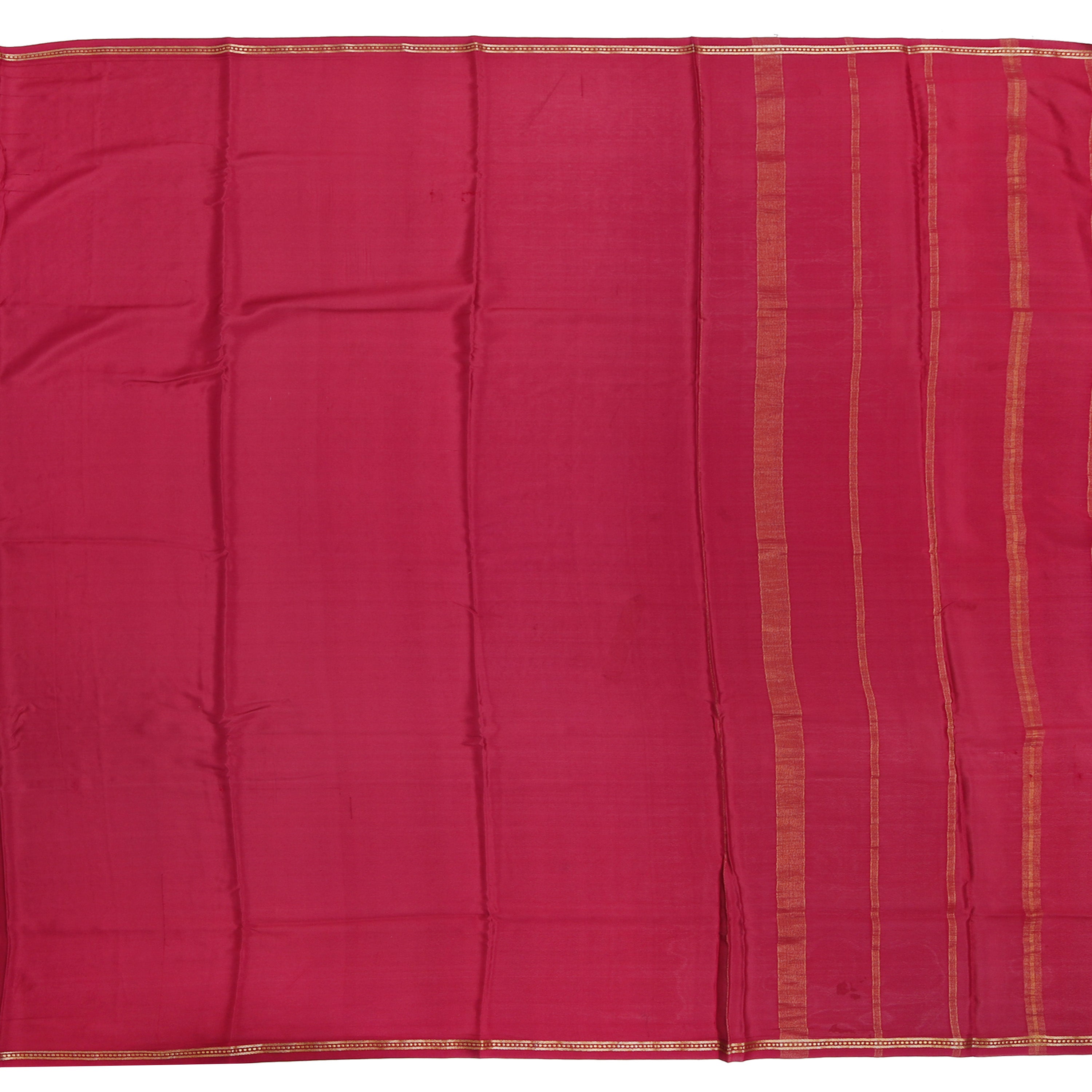 Emerald green and orange Mysore crepe pure silk saree with elegant finish