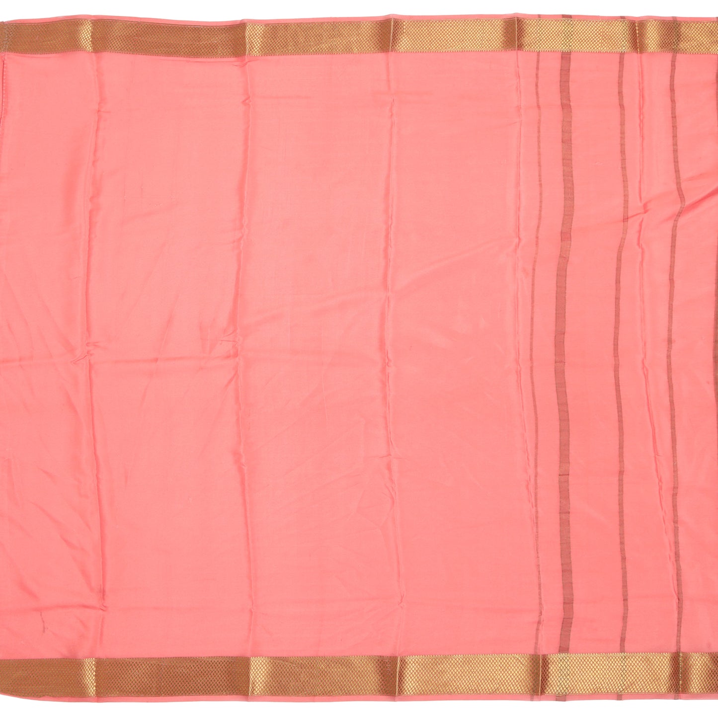 Aqua blue ombre Mysore crepe silk saree with golden stripes from Akshaya Lakshmi Silks