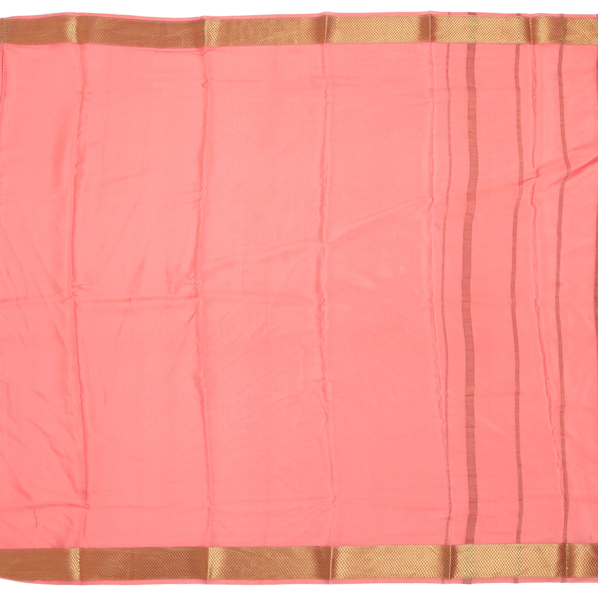 Aqua blue ombre Mysore crepe silk saree with golden stripes from Akshaya Lakshmi Silks