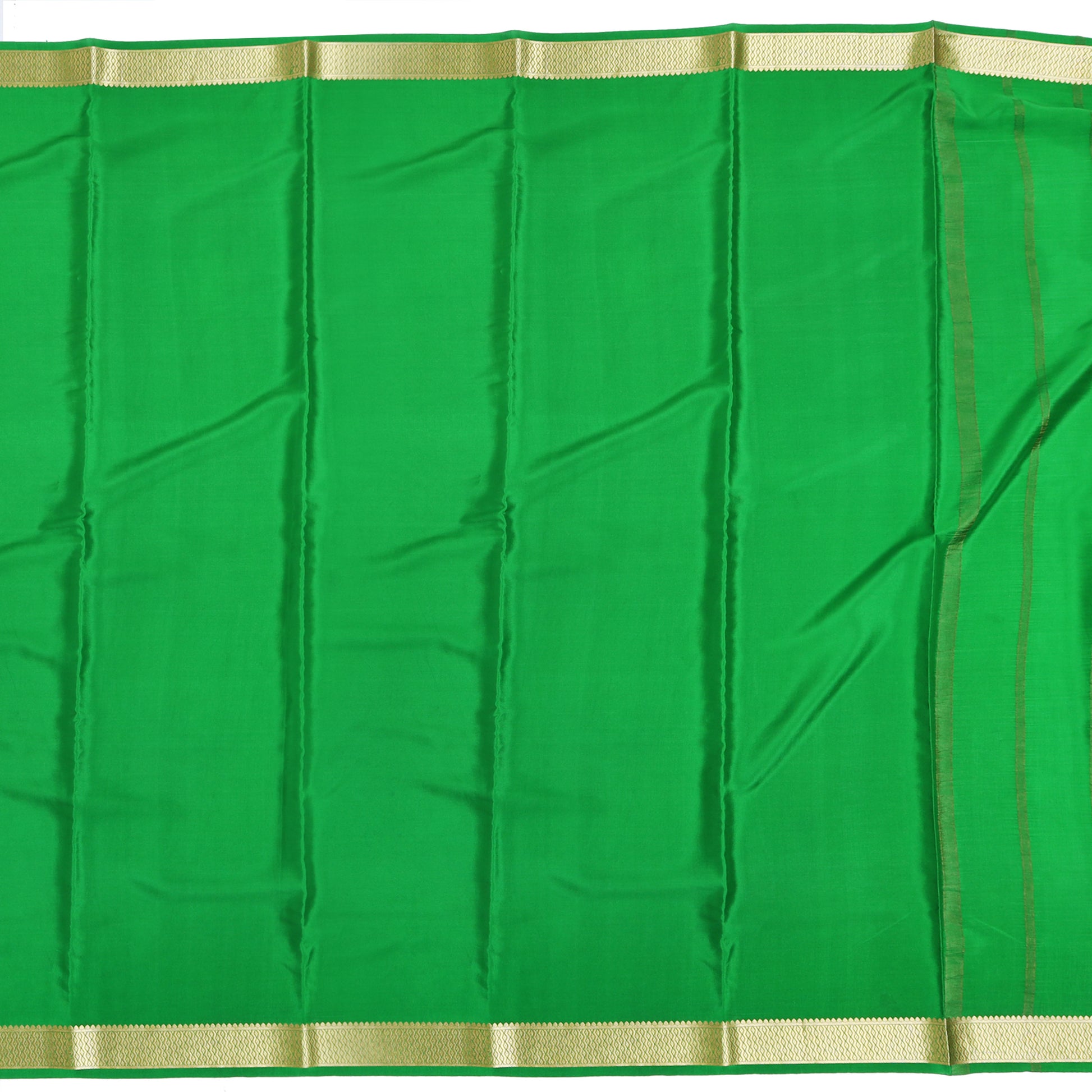 Rani pink and green striped Mysore crepe pure silk saree