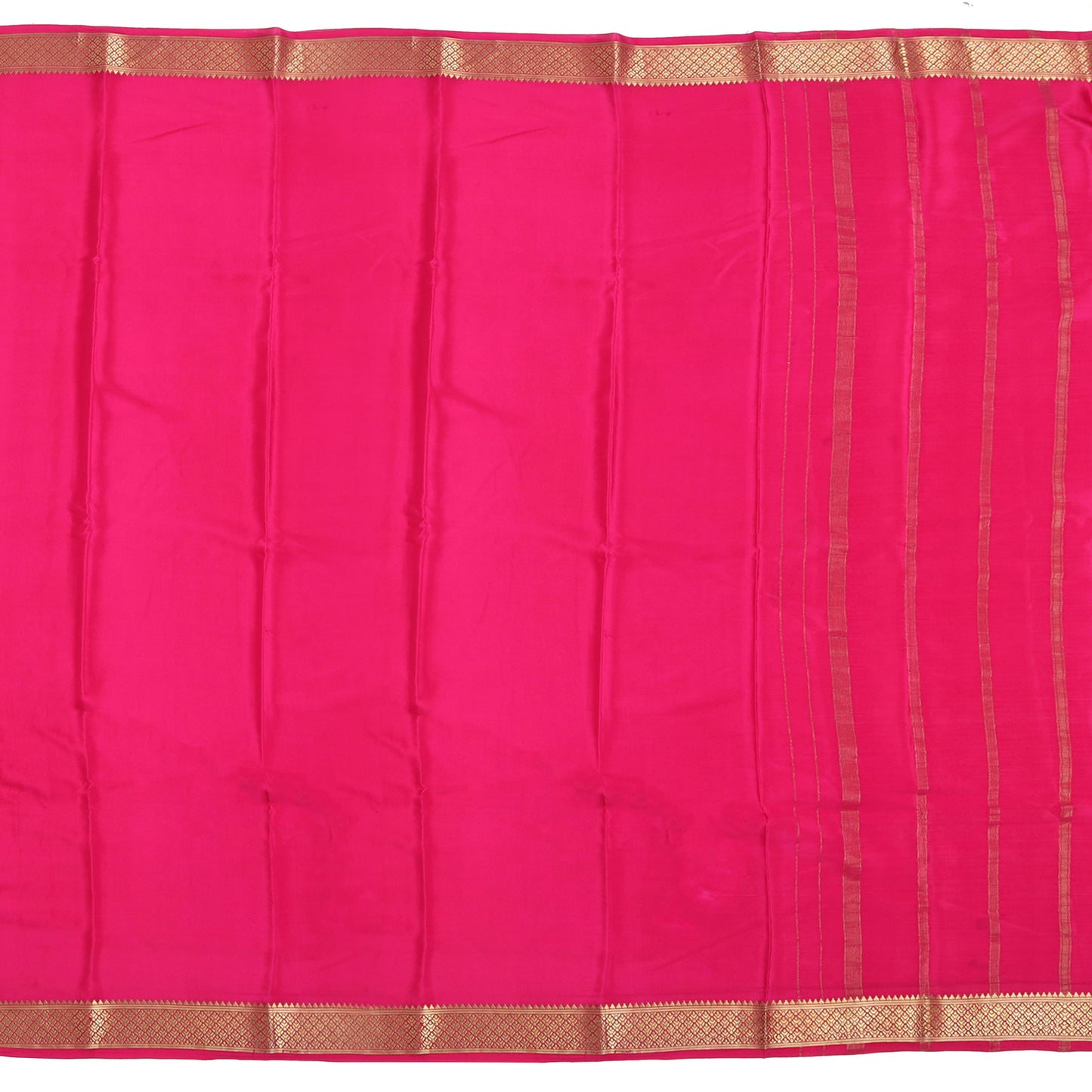 Magenta and mustard yellow Mysore crepe pure silk saree with elegant sheen