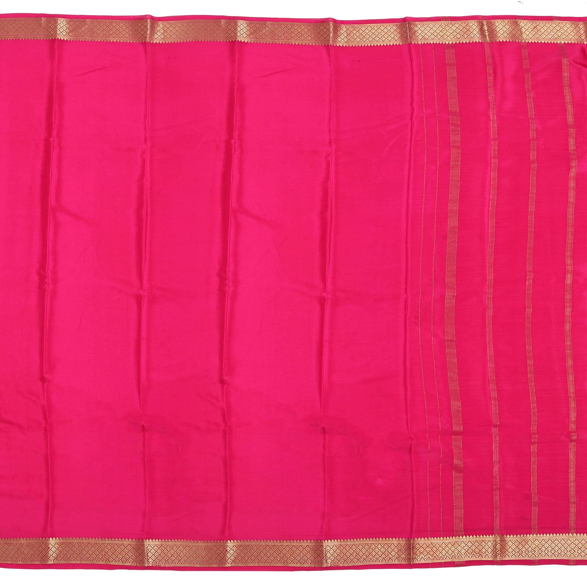 Magenta and mustard yellow Mysore crepe pure silk saree with elegant sheen