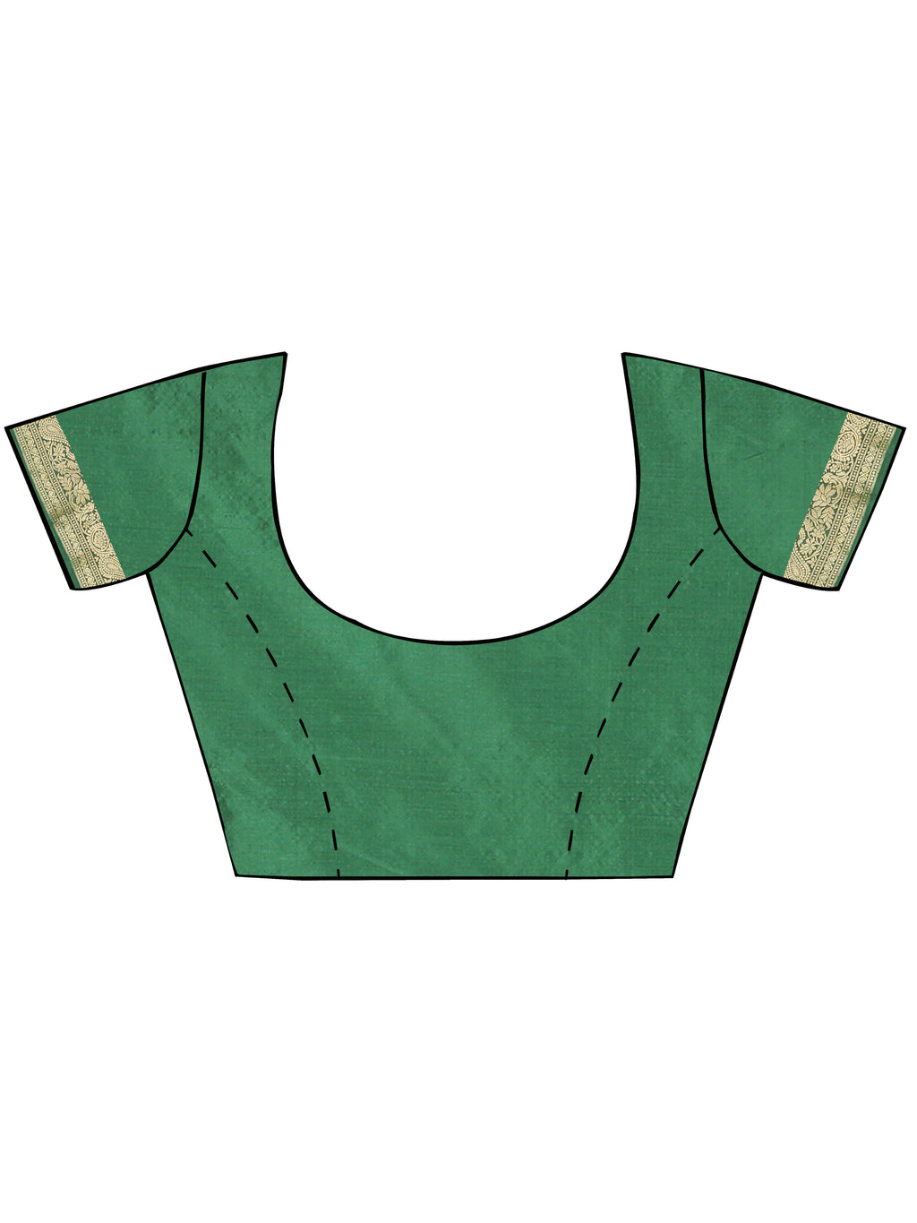 Green Kanchipuram style silk blend saree with golden zari weaving